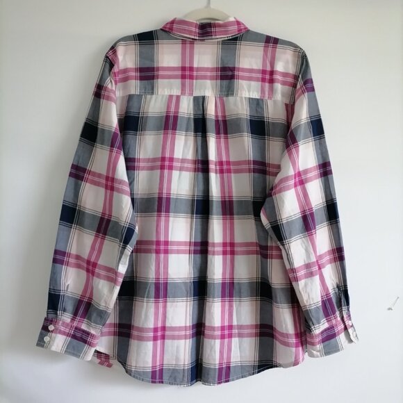 Y2K St. John's Bay Womens Multicolor Checked Print Modern Button Up Shirt Sz 2X - Picture 4 of 7